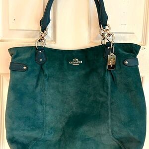 COACH genuine suede shoulder/tote bag with zip closure. Beautiful turquoise bag